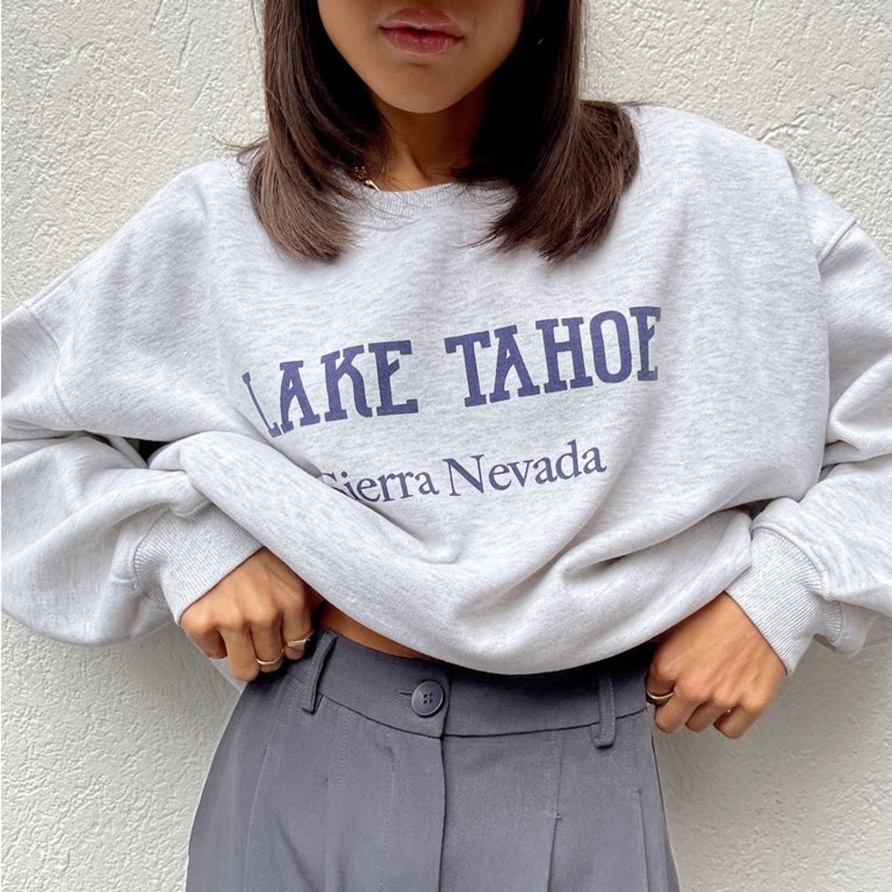 Princess Polly Gray Lake Tahoe Crewneck Sweatshirt Size 6